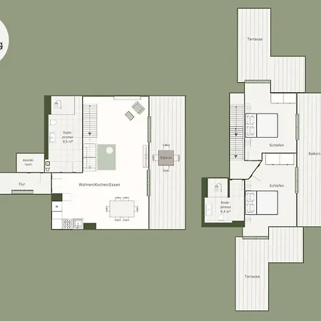 Apartamento Maisonette-apartment C11 Zwei Balkone, Zwei Terrassen Im 